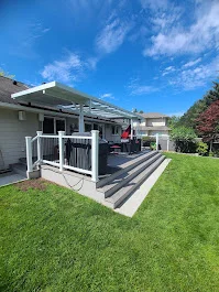 Covered deck with white railings