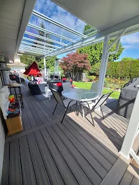 Covered deck with a glass roof