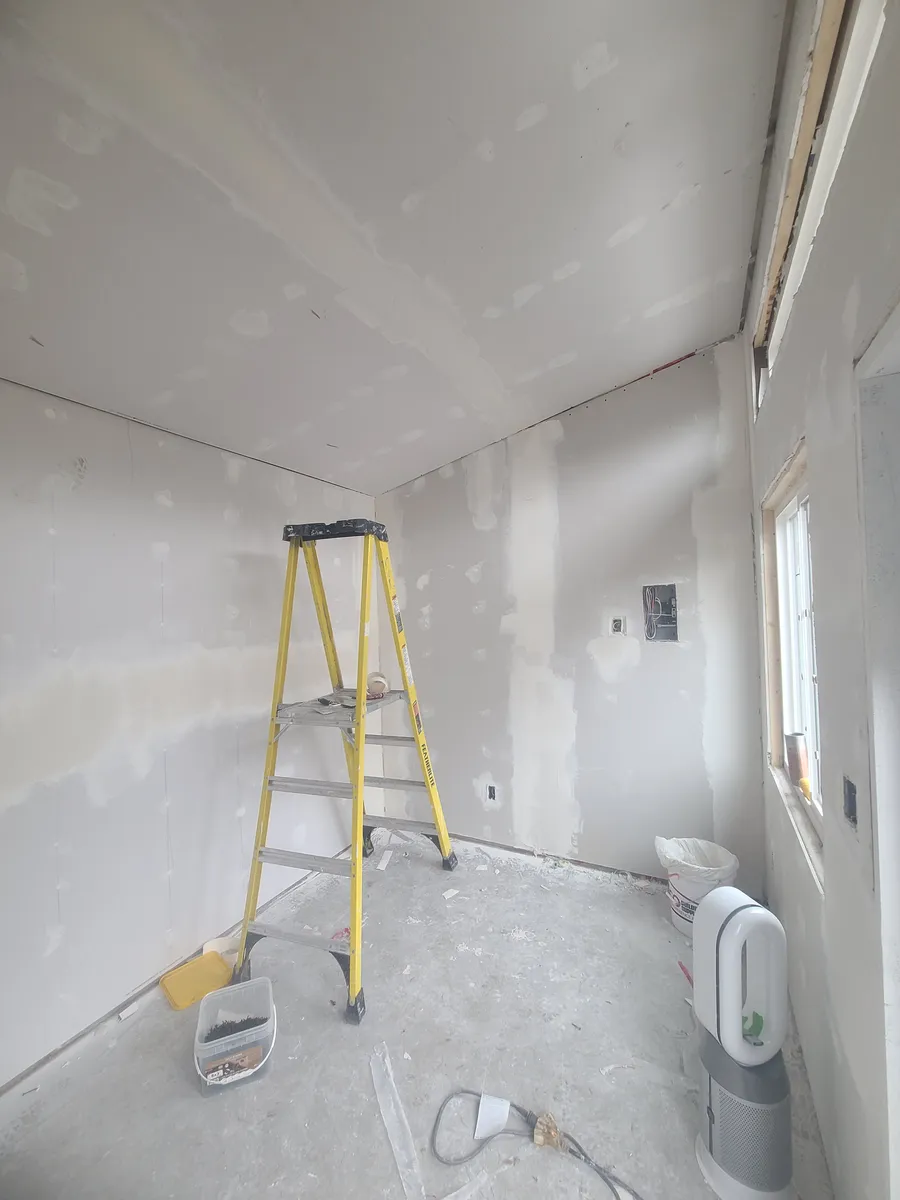 Interior drywall, taped and finished